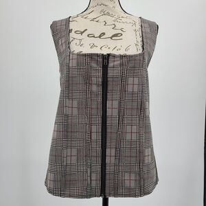 Torrid Black and Red Plaid Zipper Top